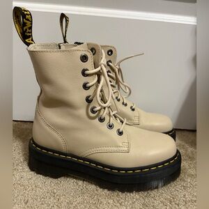 Dr. Martens Beige Lace-Up Jayden Platforms